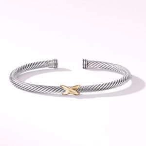 David Yurman X Station Bracelet in Sterling Silver with 18K Yellow Gold